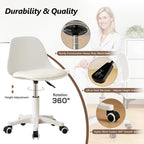 JPBSTO Small Desk Chair Cute, Swivel Armless Task Chair with Soft Padded Cushion, Height Adjustable Home Office Desk Chair with Back for Study Room, Vanity, Office Work, Bedroom