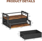 Homeiju Coffee Syrup Organizer Rack, 2-Tier Coffee Bar Accessories, Bottle Holder Stand with K Cup Storage Drawer for Coffee bar, Wine Rack, Storage Shelves for Syrup. (Rustic Brown)