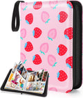 CLOKORIA Card Binder for Girls Gifts,440 Cards Collectible Trading Card Holder Case with 55 Sleeves, 4 Pocket for TCG Game Cards Collection Sports Trading Cards Collector Album (Strawberry Peach)