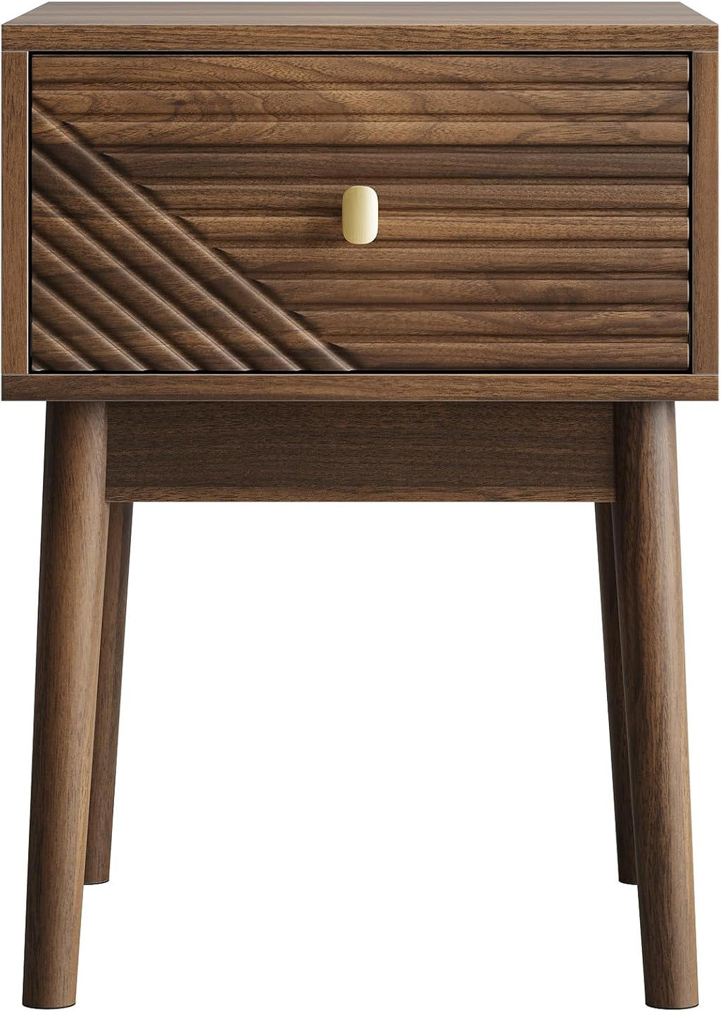 Mid Century Modern Nightstand Set of 2,Side Table with Storage Drawer,Bedside Table for Living Room Bedroom,Walnut