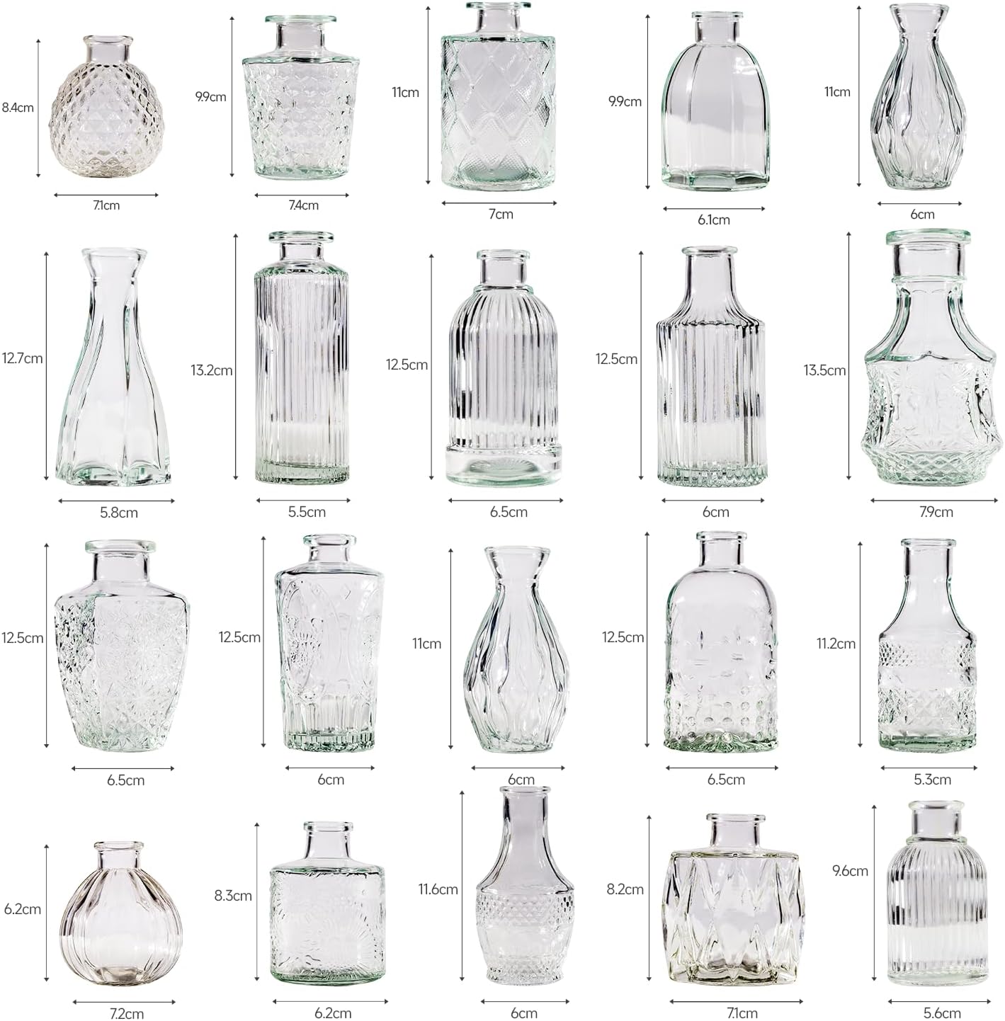 80 Pcs Bud Vase Set, Vases for Centerpieces, Cute Glass Bud Vases in Bulk, Small Vases for Flowers, Clear Vase Set for Wedding Decorations, Home Table Flower Décor