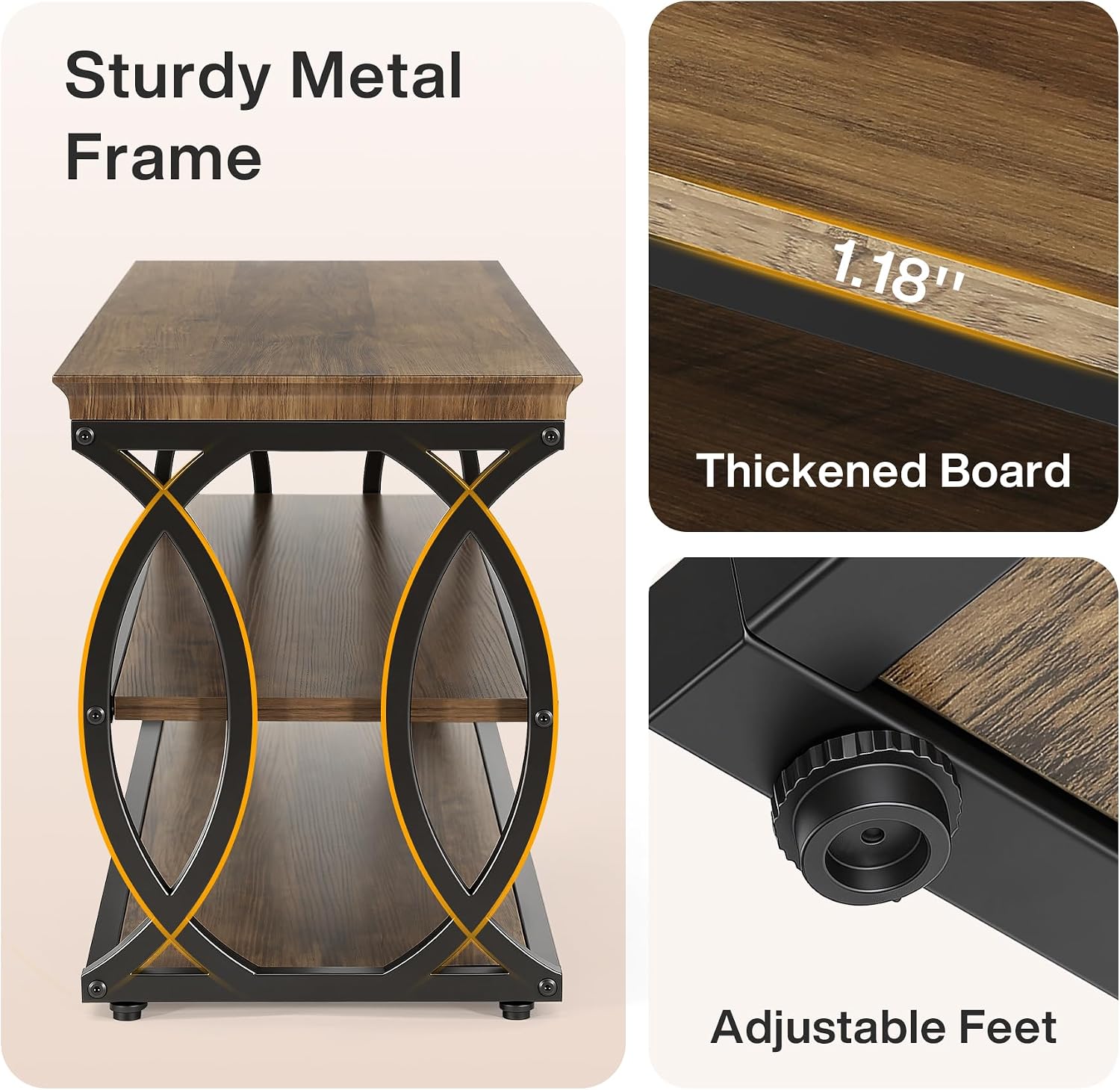 Tribesigns Entryway Shoe Storage Bench, 3-Tier Industrial Wooden Shoe Rack with Storage, Rustic Shoe Organizer with Sturdy Metal Frame for Hallway, Living Room, Closet