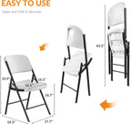 Elevon Folding Chairs Heavy Duty Plastic Chairs with 350-Pound Capacity for Home Office Camping Kitchen Dining Wedding Party Event Picnic, White, 2-Pack