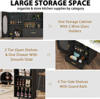 HSH Kitchen Island with Storage, Mobile Kitchen Island Cart with Cabinet, Drawer & Shelves, Farmhouse Island Table on Wheels with White Faux Marble Top and Black Oak Base for Dining Room & Home Bar