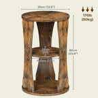 YATINEY Round Side Table, 3-Tier Wooden End Table with Storage Shelves, Accent Table for Small Spaces, Nightstand for Living Room, Bedroom, Rustic Brown ET15BR