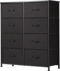 Sweetcrispy Dresser, Dresser for Bedroom Organizer Storage, Fabric Storage Tower with 8 Drawers, Chest of Drawers with Steel Frame, Wood Top for Living Room, Closet, Black