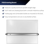 Pacific Arc Table Top Drawing Board with Parallel Bar, White, 24 inches by 36 inches