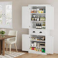Flamaker 72" Kitchen Pantry Cabinet, Tall Pantry Storage Cabinet with Drawer and 4 Adjustable Shelves, Freestanding Pantry Cupboard Cabinet for Kitchen, Dining Room and Living Room (White)