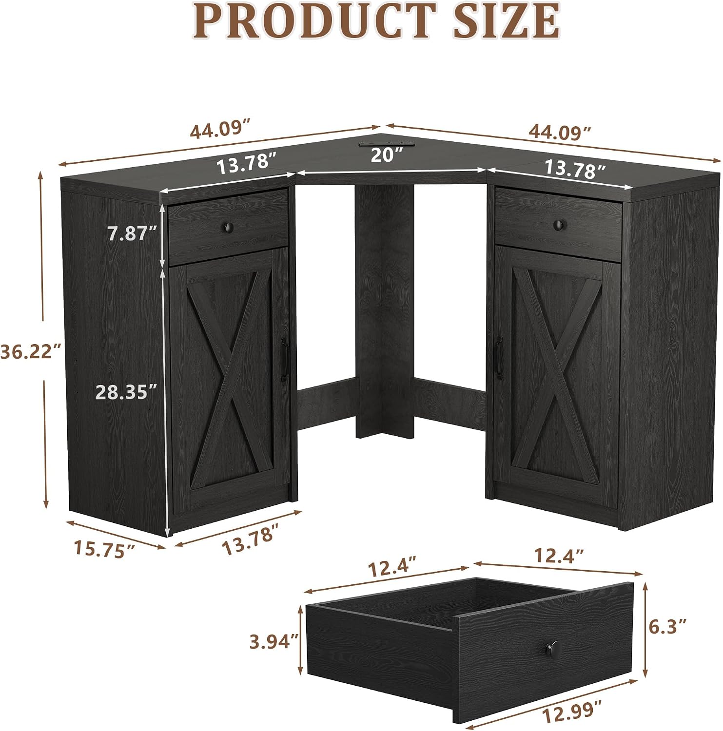 Coffee Bar Cabinet with Fridge Space, Corner Bar Cabinet with Fridge Space, L-Shaped Liquor Wine Cabinet for Home, Mini Fridge Cabinet with Storage for Dining Room, Living Room
