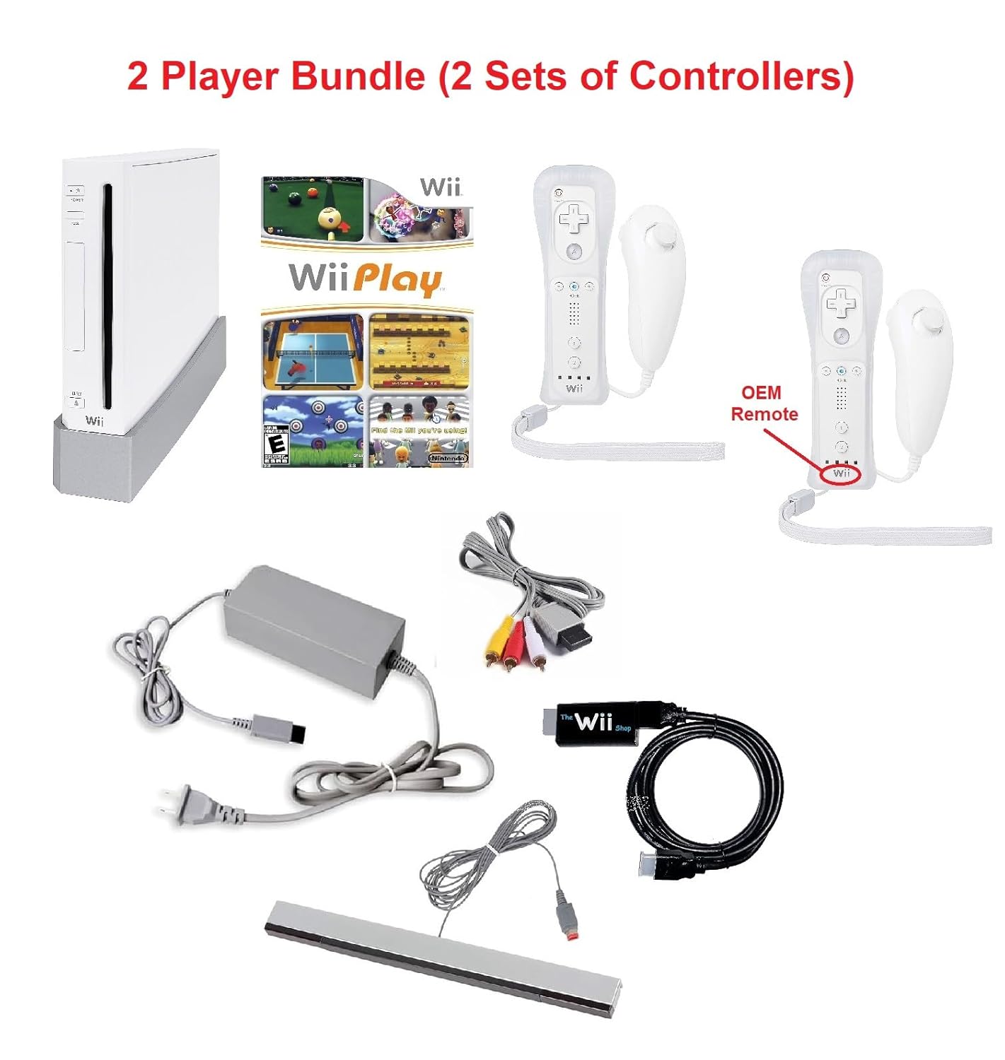 Wii Console Bundle with Wii Play Game (2 Players) -Smart TV Ready (Renewed)