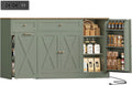 HOSTACK 59"W Kitchen Buffet Cabinet with Storage, Coffee Bar Cabinet, Green | Large Sideboard with Charging Station & Small Rolling Cart, Farmhouse Buffet with Adjustable Shelf & 2 Drawers & Door Rack