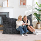 3 in 1 Giant Bean Bag Chair for Adults & Kids, Floor Futon Mattress, Couch & Floor Cushion, Comfy Reading Lounge Sofa, Soft Corduroy Washable Cover for Bedroom, Living Room & Dorm, Black