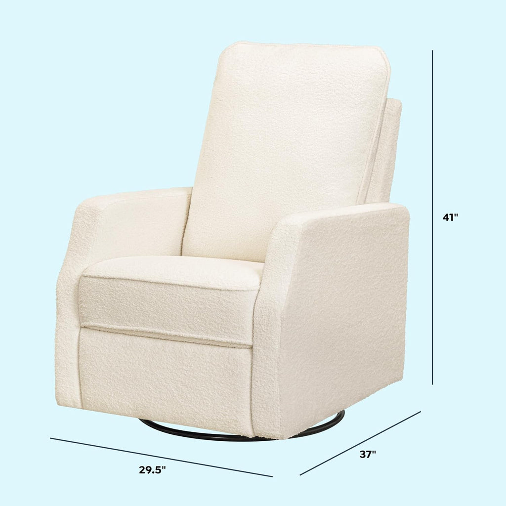 Davinci Lucas Pillowback Swivel Recliner in Cozy Cream Boucle, Greenguard Gold & CertiPUR-US Certified