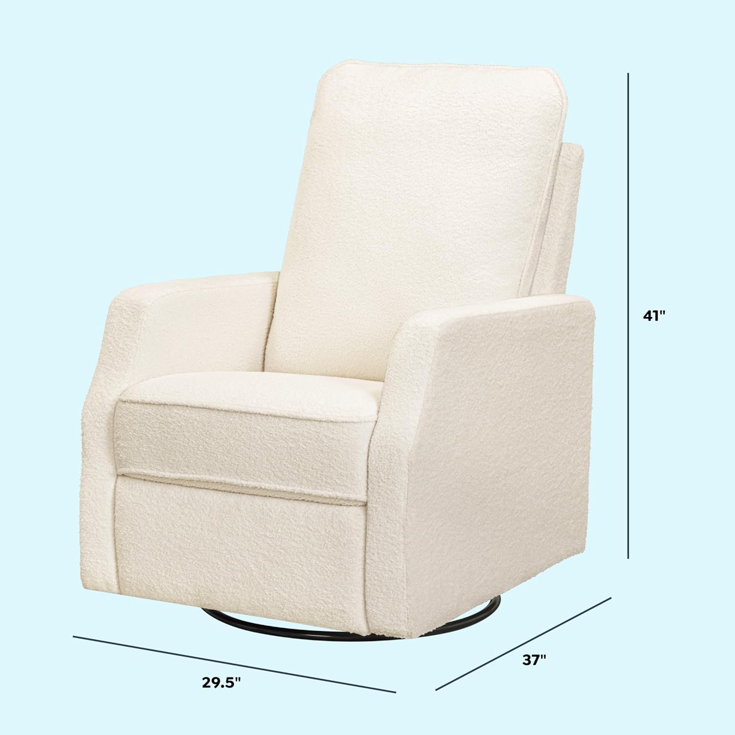Davinci Lucas Pillowback Swivel Recliner in Cozy Cream Boucle, Greenguard Gold & CertiPUR-US Certified