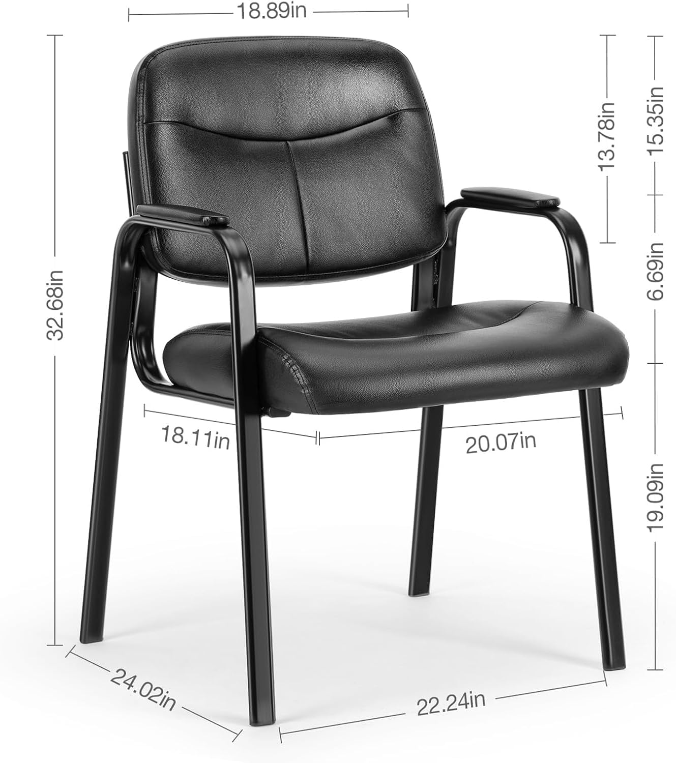 NEWBULIG Waiting Room Chair Set of 4, Leather Stationary Office Guest Reception Chairs No Wheel,Comfy Padded Arms,for Conference Room Lobby Side breakroom