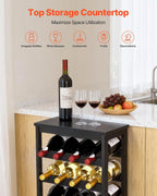 VEVOR 24 Bottle Detachable Wine Rack, 6-Tier Wine Bottle Holder,Solid Bamboo Wood Freestanding Floor Display Wine Storage Shelves with Table Top, for Kitchen,Cellar,Bar,Dining Room,Living Room(Black)