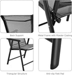 S AFSTAR Patio Chairs Set of 4, Outdoor Folding Dining Chairs with Armrests, Foldable Porch Chairs for Lawn Deck Backyard, Folding Chairs for Adults (Gray)