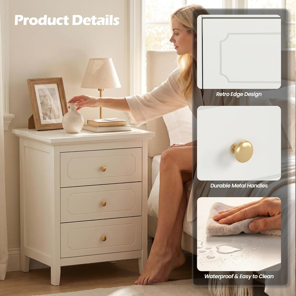 YIGOBUY 3 Drawer Nightstand Set of 2 White Side Table 19" Bedroom Night Stands End Table for Living Room with Storage 2 Set Furniture Bed Side Tables | Living Room, Bedroom, Storage, Furniture