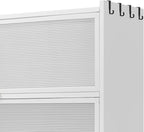73" Metal Kitchen Pantry Cabinet with Flip Door - 6-Tier Storage Hutch with Pegboard, Adjustable Shelves - Freestanding Kitchen Storage Cabinet for Pantry Organization, Food, Dishes White (White)