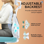 Ergonomic Office Chair with Adjustable Lumbar Support and Headrest, High Back Mesh Desk Chair for Home Office,Flip-Up Arms 90-120° Tilt Lock Rolling Swivel Task Chairs (White-Blue6065)