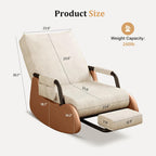 Rocking Chair Nursery with Foot Rest, Comfortable Upholstered Recliner Rocker with Side Pocket and Adjustable High Backrest, Soft Corduroy Modren Rocking Chair Living Room Bedroom, Beige