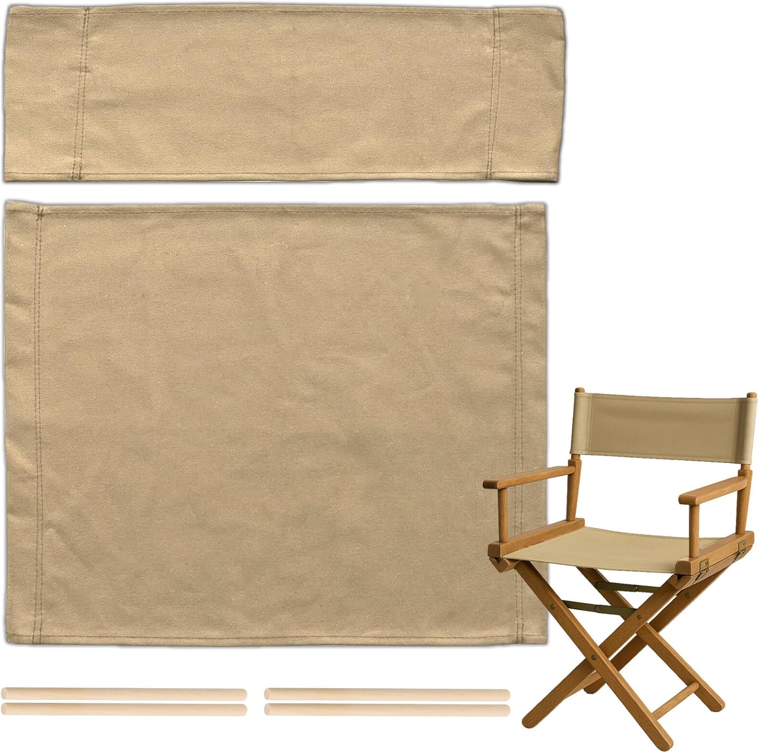 STAY GENT Director's Chair Canvas Replacement Kit 21"L x 8"W - 21"L x 16.5"W Replacement Canvas Durable Cotton Canvas Seat & Back Covers for Home,Model Artist,Makeup,Show Dressing Room, 1 Set Khaki