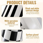 2 Pcs Black and White Ceramic Vase, Mid Century Modern Striped & Checkered Vases for Flower & Pampas Grass Centerpiece, Minimalist Decorative Vase for Dining Table Kitchen Tabletop