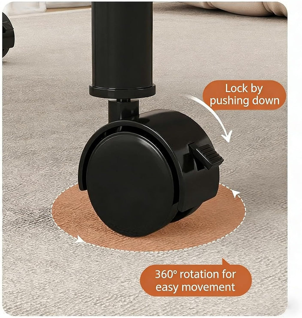 Rolling Side Table with Wheels, 2-Tier Round End Table for Small Spaces, Mobile Nightstand with Storage Shelf, Sofa Side Table for Living Room & Bedroom(Brown,40cm)