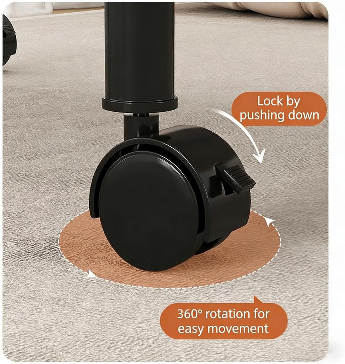Rolling Side Table with Wheels, 2-Tier Round End Table for Small Spaces, Mobile Nightstand with Storage Shelf, Sofa Side Table for Living Room & Bedroom(Brown,40cm)