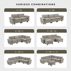 Lexicon Chenille Upholstered Rectangle Ottoman, Foot Stool, Black Faux Wood Feet, Durable Frame, Large Padded, Modular Sectional Couch Add Ons for Living Room, Bedroom, Assembly Required, Dark Pewter
