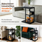 King Oasis 3-Tier Black Metal Side Table - Industrial End Table & Nightstand with Adjustable Feet, 80LB Sturdy Small Bedside Table Storage Shelf for Living Room, Bedroom, and Small Spaces