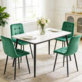 Velvet Dining Chairs Set of 4, Modern Fabric Upholstered Dining Room Kitchen Chair 4pcs Velvet Kitchen Chairs, Mid Century Dinning Dinner Chairs for Living Room,Bedroom (Green, Non-Swivel Chair)