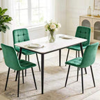 Velvet Dining Chairs Set of 4, Modern Fabric Upholstered Dining Room Kitchen Chair 4pcs Velvet Kitchen Chairs, Mid Century Dinning Dinner Chairs for Living Room,Bedroom (Green, Non-Swivel Chair)