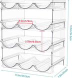 Water Bottle Organizer - 4 Tier Large Capacity stackable water Bottle Organizer for Cabinet, Free-Standing Water Bottle Storage Holder for Countertops, Pantry, Bars, Cabinets, Fridge, Hold 12 Bottles