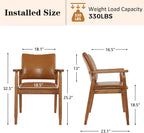 NOBPEINT Mid-Century Modern Dining Chairs with Armrest Set of 1, PU Leather Upholstered Dining Room Chairs with Solid Wood Frame, Walnut Kitchen Armchairs for Kitchen Living Room Restaurant, Brown