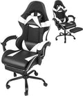 Xcity Gaming Chair, Height Adjustable Desk Chair with 90°-155° Reclining Backrest & Footrest,Ergonomic Computer Chair Supports Up to 330 lbs for Gamer, Office and Home (Black & White)