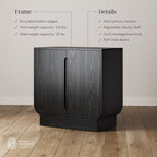 Nathan James Joey Mid Century Modern Storage Cabinet, Arched Accent Cabinet with Rounded Bottom Edges and Integrated Door Pull Cutouts, Black Oak Set of 2