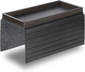 DETOR Sofa Arm Tray with Spacious 12.4" x 5.4" Storage Box, Ebony Bamboo Finish, Enhanced Non-Slip Felt Bottom, Sturdy Bamboo Slats, Fits Armrests 6" and Wider