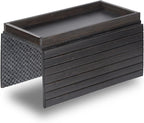 DETOR Sofa Arm Tray with Spacious 12.4" x 5.4" Storage Box, Ebony Bamboo Finish, Enhanced Non-Slip Felt Bottom, Sturdy Bamboo Slats, Fits Armrests 6" and Wider