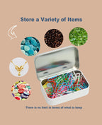 Small Metal Box With Lid-Cookie Tins Metal Tins With Lids Lens Wipes Storage Container Mini Portable Box,Empty Hinged Tin,For Organize Mint Candy Jar,Sewing (White, 6 Pcs 3.7" x 2.4" x 0.9")
