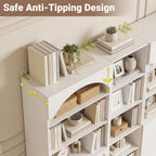 Cyclysio 80" Tall Pantry System with 6 Drawers, Arched Corner Pantries with 12-Tier Open Shelves, Wooden Cupboard Storage Organizer with Baseboard Cutout for Living Room, Kitchen
