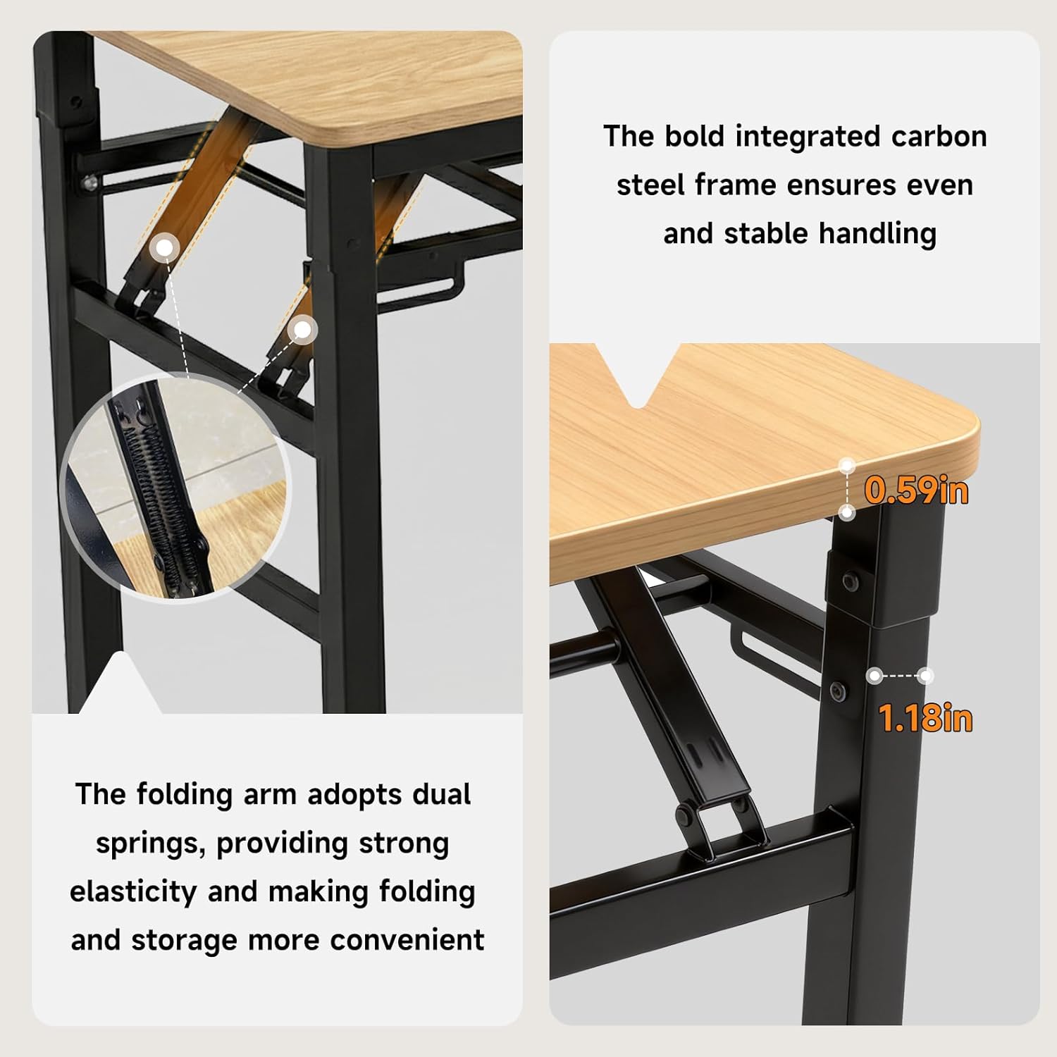 31.5-inch Small Folding Table, no Assembly Required, Suitable for use in Small Spaces Such as bedrooms, Apartments, Dormitories, etc., Easy to fold and Portable (Light Wood)