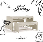 Storkcraft Casablanca Montessori Indoor Kids Table & Bench Set – Premium Kids Activity Table and Bench Set, Toddler Furniture for Crafts and Snack Time, Durable & Easy-to-Clean Surface (Frosted Oat)