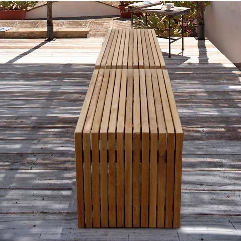 Patio Benches for Outdoors Outdoor Bench Solid Wood Park Chair Courtyard Balcony Teak Bathroom Sauna Shoe Changing Garden Benches for Outdoors