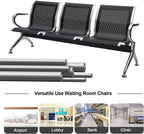 kinbor Waiting Room Chair - Guest Reception Chairs Waiting Bench with Armrests for Clinic Airport Bank Salon Barber Waiting Area, Black 3 Seat