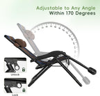 Amopatio XXL Padded Zero Gravity Chairs Set of 2 Foldable Zero Gravity Lounge Chair Outdoor Portable Reclining Chair with Removable Cup Holder/Headrest/Footrest