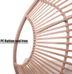 Wicker Chair Egg Shape, 400lbs Capacity, Indoor Outdoor, 8-Inch Cushion Balcony Chairs(Natural)