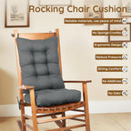 Non-Slip Rocking Chair Cushion Set with Thick Tufted Design, Set of Seat & Back Cushion with Ties for Rocking Chair Cushions Indoor,Classic Linen Fabric(21×17/17×17,Dark Gray)