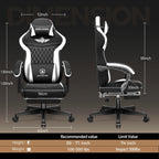 GTPLAYER Gaming Chair with Footrest, Big and Tall Game Chair High Back Computer Office Chair with Lumbar Support for Adults, Ergonomic Swivel Games Chair with Cushion Gaming, Fabric Black