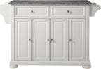 Crosley Furniture Alexandria Granite Top Rolling Kitchen Island Storage Cart, Microwave Stand, Spice Rack, White